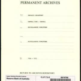 Research Department - Central Bank - General - Miscellaneous Committees - File 2 - 1954 - 1955