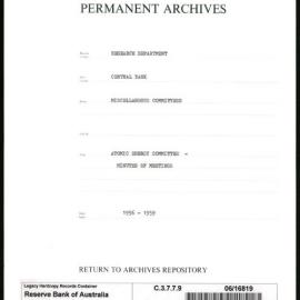 Research Department - Central Bank - General - Miscellaneous Committees - Atomic Energy Committee - Minutes of Meetings - 1956 - 1959