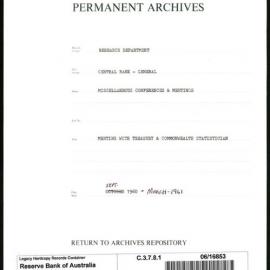 Research Department - Central Bank - General - Miscellaneous Conferences & Meetings - Treasury and the Commonwealth Statistician - September 1960 - March 1961