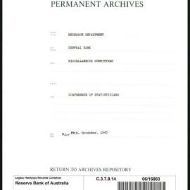 Research Department - Central Bank - General - Miscellaneous Committees - Conference of the Statisticians - 19 - 21  November 1945