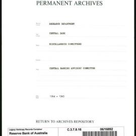 Research Department - Central Bank - General - Miscellaneous Committees - Central Bank Advisory - 1964 - 1965