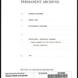 Research Department - Central Bank - General - Miscellaneous Committees - Publications - Statistical Bulletin - Papers Prepared for the Central Banking Advisory Committee - 1966