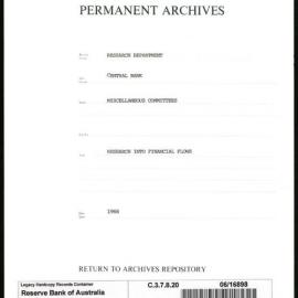 Research Department - Central Bank - General - Miscellaneous Committees - Research into Financial Flows - 1966