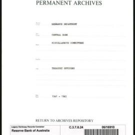 Research Department - Central Bank - General - Miscellaneous Committees - Treasury Officers - 1961 - 1965