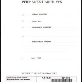 Research Department - Central Bank - General - Miscellaneous Committees - Fringe Banking Committee - 1960 - 1962