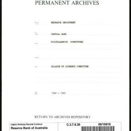 Research Department - Central Bank - General - Miscellaneous Committees - Balance of Payments Committee - 1960 - 1962