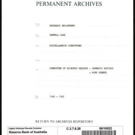 Research Department - Central Bank - General - Miscellaneous Committees - Committee of Economic Enquiry - Domestic Savings - Work Sheets - 1948 - 1963