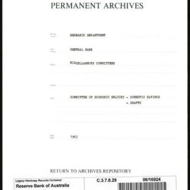 Research Department - Central Bank - General - Miscellaneous Committees - Committee of Economic Enquiry - Domestic Savings - Drafts - 1963
