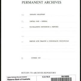Research Department - Central Bank - General - Miscellaneous Conferences & Meetings - Treasury and the Commonwealth Statistician - August -  October 1961