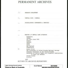 Research Department - Central Bank - General - Miscellaneous Conferences & Meetings - File 2 - Meeting of Central Bank Governors - May 1937