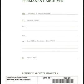 GOVERNORS & SENIOR PERSONNEL - Denison Miller - Head Office Premises - Inspections - 1915 to 1919