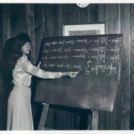 The Bank at Work - Head Office - Research Department - Margaret Stoneman at work on the Bank's econometric model of the Australian economy - February 1971