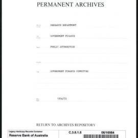 Research Department - Government Finance - Public Authorities - Government Finance Committee - 1954/55
