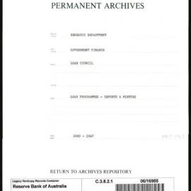 Research Department - Government Finance - Loan Council - Loan Programmes - Reports and Minutes - 1945 - 1947