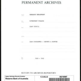 Research Department - Government Finance - Loan Council - Loan Programmes - Reports and Minutes - 1948 - 1949