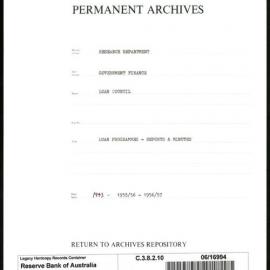 Research Department - Government Finance - Loan Council - Loan Programmes - Reports & Minutes - 1943 - 1957