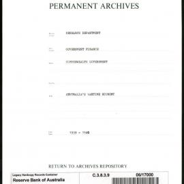 Research Department - Government Finance - Commonwealth Government - Australia's Wartime Economy - 1939 - 1940