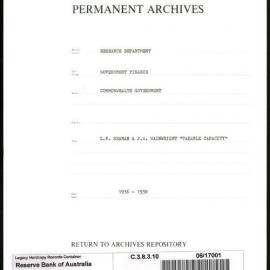 Research Department - Government Finance - Commonwealth Government - GF Seaman & JW Wainwright "Taxable Capacity" - 1936 - 1938