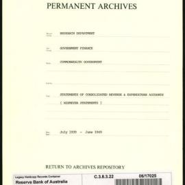 Research Department - Government Finance - Commonwealth Government - Statements of Consolidated Revenue & Expenditure Accounts (Niemeyer Statements) - July 1939 - June 1949