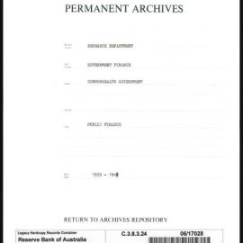 Research Department - Government Finance - Commonwealth Government - Public Finance - 1939 - 1941