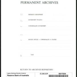 Research Department - Government Finance - Commonwealth Government - Estate Duties - Commonwealth and States - 1940