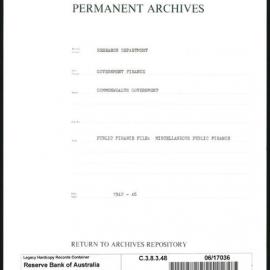 Research Department - Government Finance - Commonwealth Government - Public Finance File - Miscellaneous Public Finance - 1942 - 1946