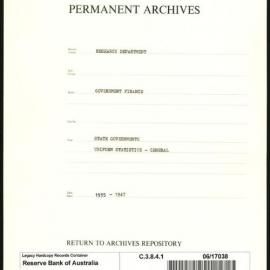 Research Department - Government Finance - State Governments - Uniform Statistics - General - 1935 - 1947