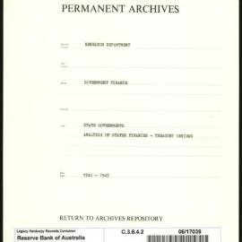 Research Department - Government Finance - State Governments - Analysis of State Finances - Treasury Reviews - 1944 - 1945