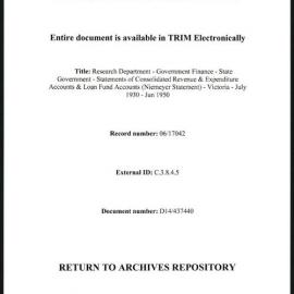 Research Department - Government Finance - State Governments - Statements of Consolidated Revenue & Expenditure Accounts & Loan Fund Accounts (Niemeyer Statements) - Victoria - July 1930 - Jun 1939