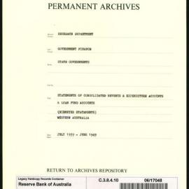 Research Department - Government Finance - State Governments - Statements of Consolidated Revenue & Expenditure Accounts & Loan Fund Accounts (Niemeyer Statements) - Western Australia - July 1939 - June 1949