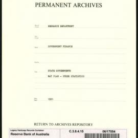 Research Department - Government Finance - State Governments - May Plan - Other Statistics - 1931