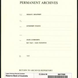 Research Department - Government Finance - State Governments - May Plan - Wage Statistics - 1931