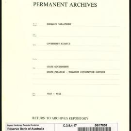 Research Department - Government Finance - State Governments - State Finances - Treasury Information Service - 1941 - 1942