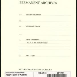 Research Department - Government Finance - State Governments - NSW and the Premier's Plan - 1931 - 1932