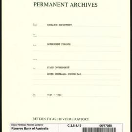 Research Department - Government Finance - State Governments - South Australia Income Tax - 1931 - 1932