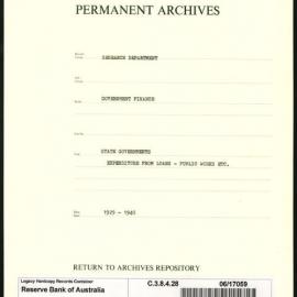 Research Department - Government Finance - State Governments - Expenditure from Loans - Public Works etc. - 1929 - 1940