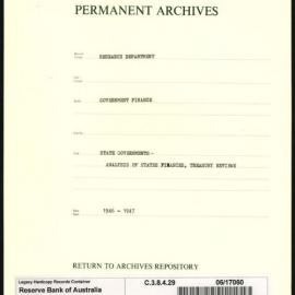 Research Department - Government Finance - State Governments - Analysis of State Finances - Treasury Reviews - 1946 - 1948