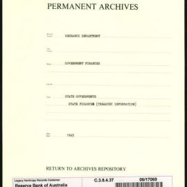 Research Department - Government Finance - State Governments - State Finances (Treasury Information) - 1945