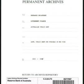 Research Department - Government Finance - Australian Public Debt - Australian Public Debt Due Overseas in New York - 1933 - 1948