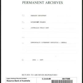 Research Department - Government Finance - Australian Public Debt - Commonwealth Government Securities - General - 1918 - 1947