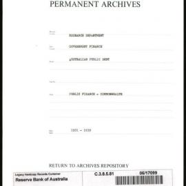 Research Department - Government Finance - Australian Public Debt - Public Finance - Commonwealth - 1931 - 1939