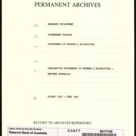 Research Department - Government Finance - Statements of Revenue and Expenditure - Comparative Statements of Revenue and Expenditure - Western Australia - August 1935 - June 1944