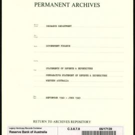 Research Department - Government Finance - Statements of Revenue and Expenditure - Comparative Statements of Revenue and Expenditure - Western Australia - September 1940 - June 1949