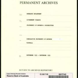 Research Department - Government Finance - Statements of Revenue and Expenditure - Comparative Statements of Revenue - Victoria - September 1933 - September 1939