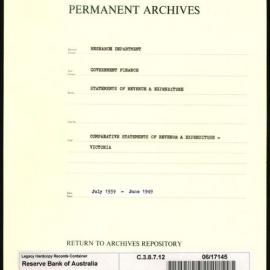 Research Department - Government Finance - Statements of Revenue and Expenditure - Comparative Statements of Revenue and Expenditure - Victoria - July 1939 - June 1949