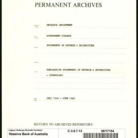 Research Department - Government Finance - Statements of Revenue and Expenditure - Comparative Statements of Revenue and Expenditure - Queensland - July 1939 - June 1949