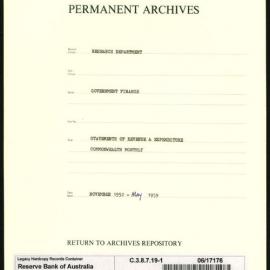 Research Department - Government Finance - Statements of Revenue and Expenditure - File 1 - Commonwealth Monthly - November 1952 - May 1959