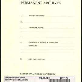 Research Department - Government Finance - Statements of Revenue and Expenditure - File 2 - Queensland - July 1948 - June 1961