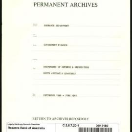 Research Department - Government Finance - Statements of Revenue and Expenditure - File 1 - South Australia Quarterly - September 1948 - June 1961