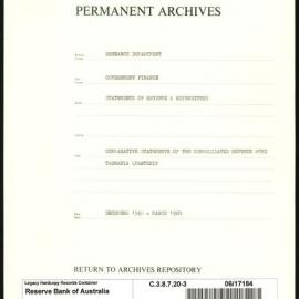 Research Department - Government Finance - Statements of Revenue and Expenditure - File 3 - Tasmania Quarterly - December 1948 - March 1960